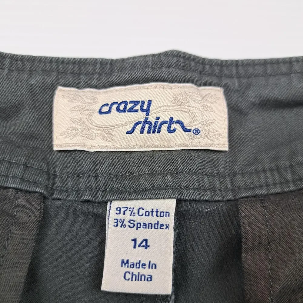 Crazy Shirts Shorts Womens 14 Gray Chino Twill Stretch 9